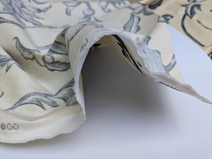 Bty Lee Jofa Dambura Print Monkey Griffin Indigo Deeper Blue Deer Music Toile Cotton Chintz