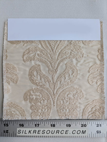Lovelace Embroidery on Silk Faille Renaissance Damask Cameo Ivory White MSRP USD 413