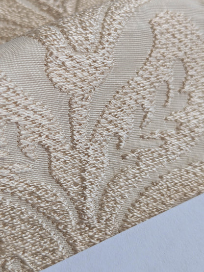 Lovelace Embroidery on Silk Faille Renaissance Damask Cameo Ivory White MSRP USD 413