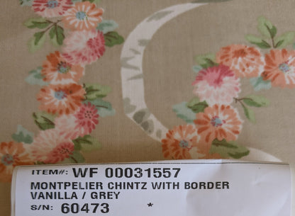 Scalamandre Old World Weavers Montpelier Chintz with Border Vanilla Grey Red Pink on Pale Butter Rose Garland and Ribbons Elizabeth British Chintz (Copy)