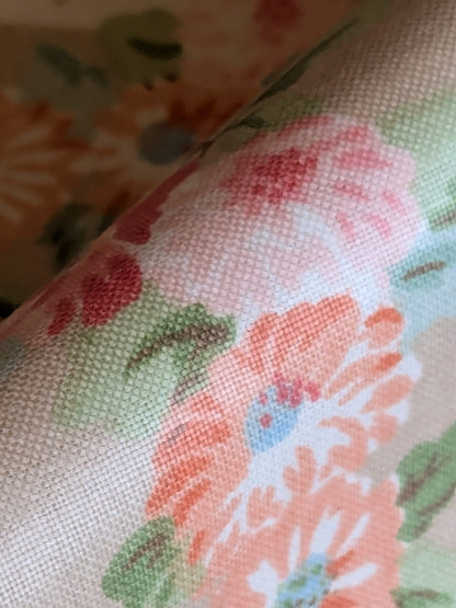 Scalamandre Old World Weavers Montpelier Chintz with Border Vanilla Grey Red Pink on Pale Butter Rose Garland and Ribbons Elizabeth British Chintz (Copy)