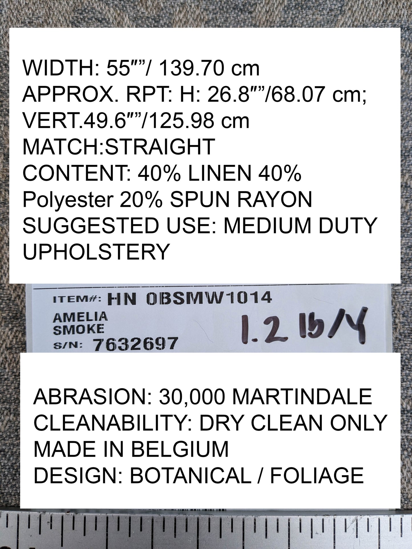 Scalamandre Amelia in "Smoke" Pale Blue Natural Beige Renaissance Damask Jacquard Linen Acanthus Artichoke Feather MSRP USD 176/y