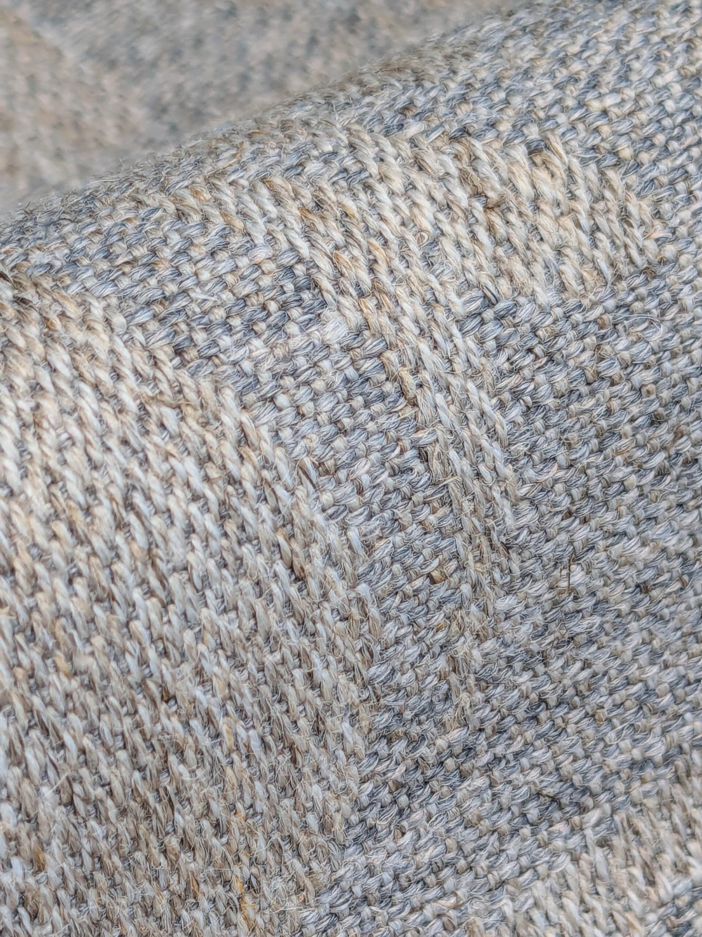 Scalamandre Amelia in "Smoke" Pale Blue Natural Beige Renaissance Damask Jacquard Linen Acanthus Artichoke Feather MSRP USD 176/y