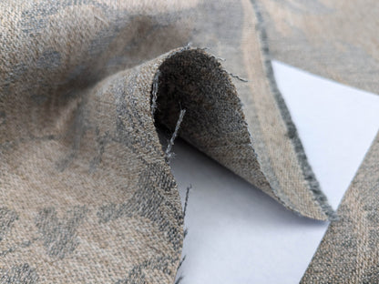 Scalamandre Amelia in "Smoke" Pale Blue Natural Beige Renaissance Damask Jacquard Linen Acanthus Artichoke Feather MSRP USD 176/y