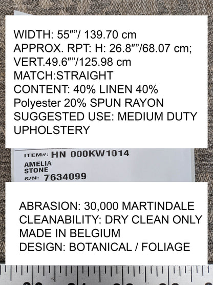 Scalamandre Amelia in "Stone" Pale Grey Natural Oatmeal Beige Renaissance Damask Jacquard Linen Acanthus Artichoke Feather MSRP USD 176/y