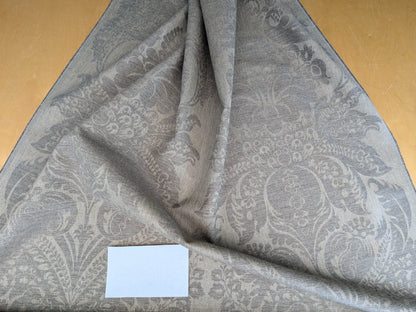 Scalamandre Amelia in "Stone" Pale Grey Natural Oatmeal Beige Renaissance Damask Jacquard Linen Acanthus Artichoke Feather MSRP USD 176/y