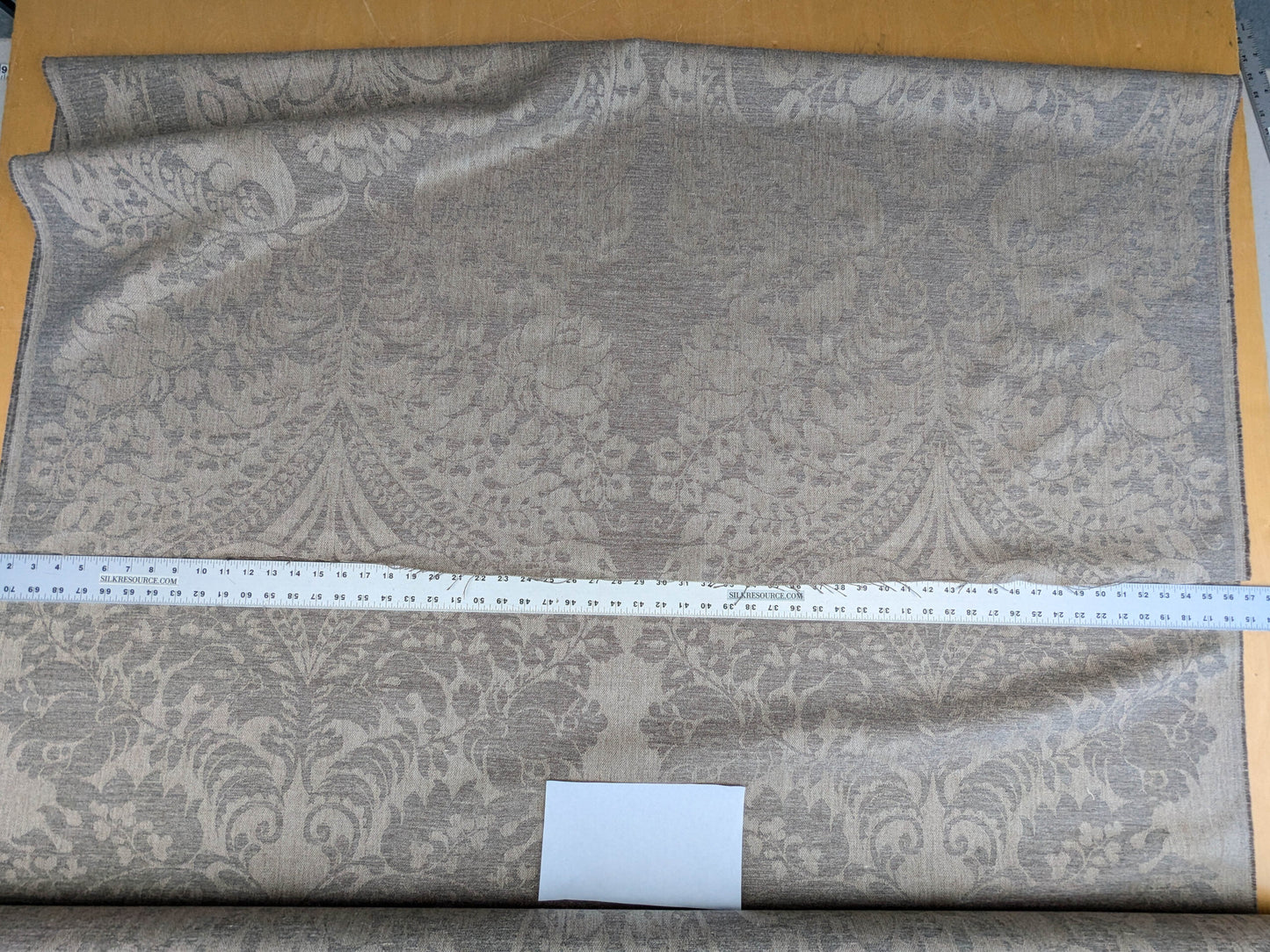 Scalamandre Amelia in "Stone" Pale Grey Natural Oatmeal Beige Renaissance Damask Jacquard Linen Acanthus Artichoke Feather MSRP USD 176/y