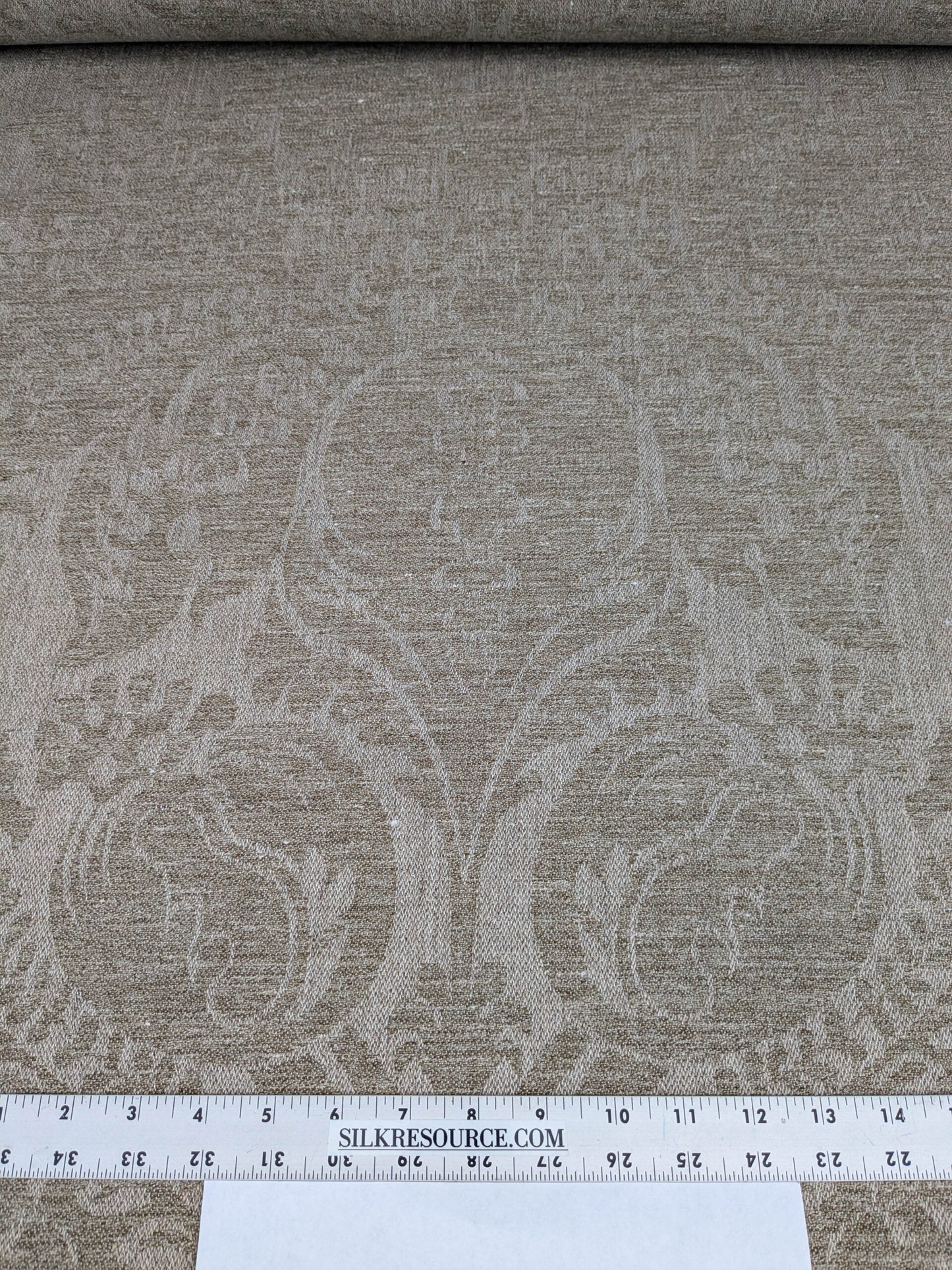 Scalamandre Amelia in "Linen" Natural Oatmeal Beige Renaissance Damask Jacquard Linen Acanthus Artichoke Feather MSRP USD 176/y (Copy)