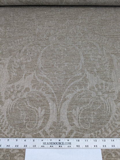 Scalamandre Amelia in "Linen" Natural Oatmeal Beige Renaissance Damask Jacquard Linen Acanthus Artichoke Feather MSRP USD 176/y (Copy)