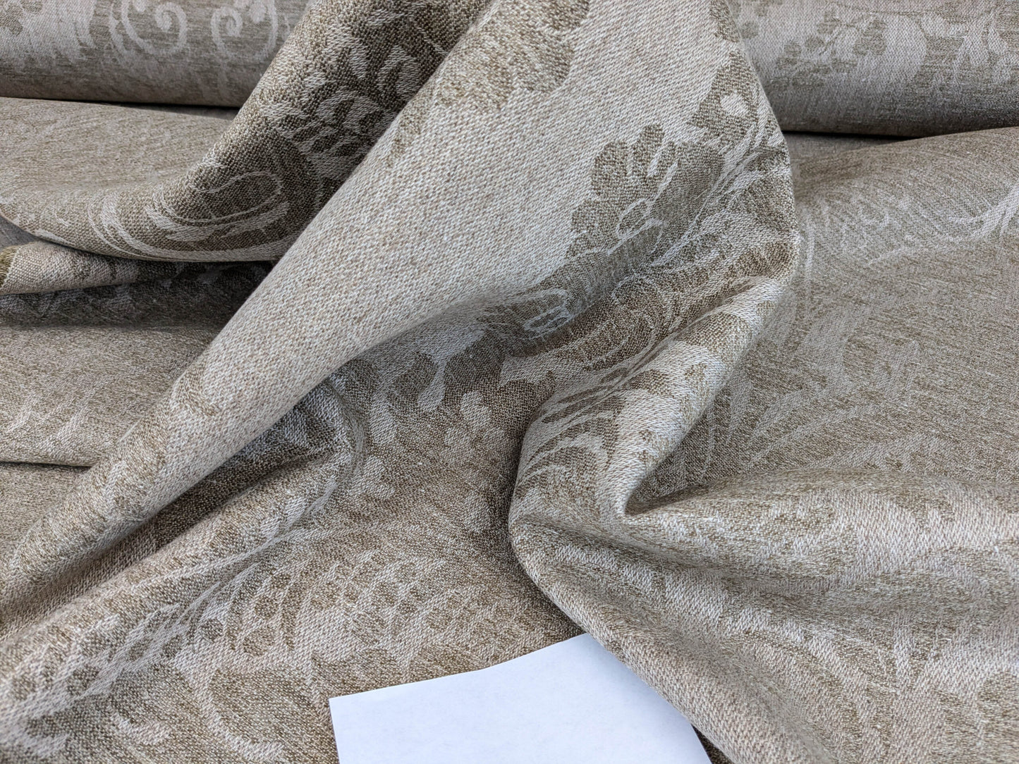 Scalamandre Amelia in "Linen" Natural Oatmeal Beige Renaissance Damask Jacquard Linen Acanthus Artichoke Feather MSRP USD 176/y (Copy)