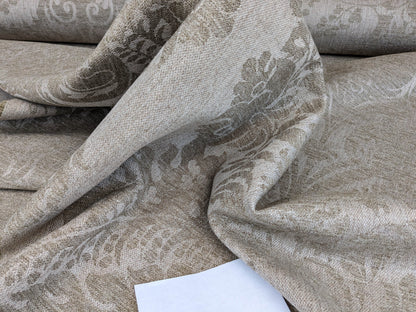 Scalamandre Amelia in "Linen" Natural Oatmeal Beige Renaissance Damask Jacquard Linen Acanthus Artichoke Feather MSRP USD 176/y (Copy)