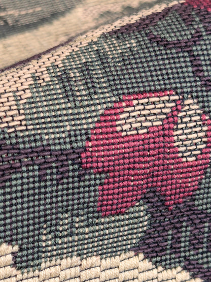 Scalamandre Sentier Greens &amp; Browns on Beige Forest Foliage Oak Pineapple Daisy Tapestry from France Cotton Heavy MSRP USD352/y