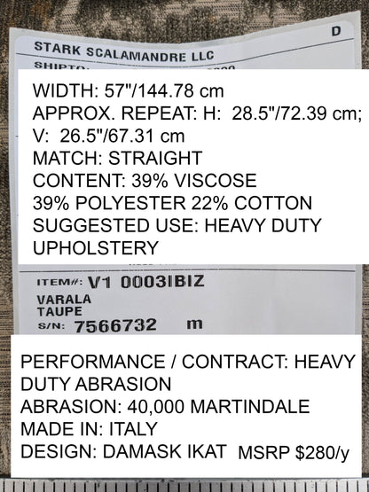 Scalamandre Varala Taupe Brown Gray Cut Velvet Silky Rose Garland Medallion Romantism Heavy Duty MSRP USD 280/y