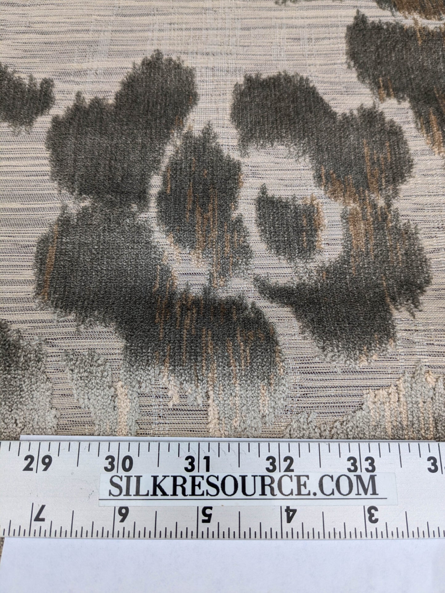 Scalamandre Varala Taupe Brown Gray Cut Velvet Silky Rose Garland Medallion Romantism Heavy Duty MSRP USD 280/y