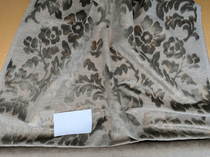 Scalamandre Varala Taupe Brown Gray Cut Velvet Silky Rose Garland Medallion Romantism Heavy Duty MSRP USD 280/y