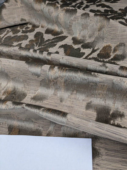 Scalamandre Varala Taupe Brown Gray Cut Velvet Silky Rose Garland Medallion Romantism Heavy Duty MSRP USD 280/y