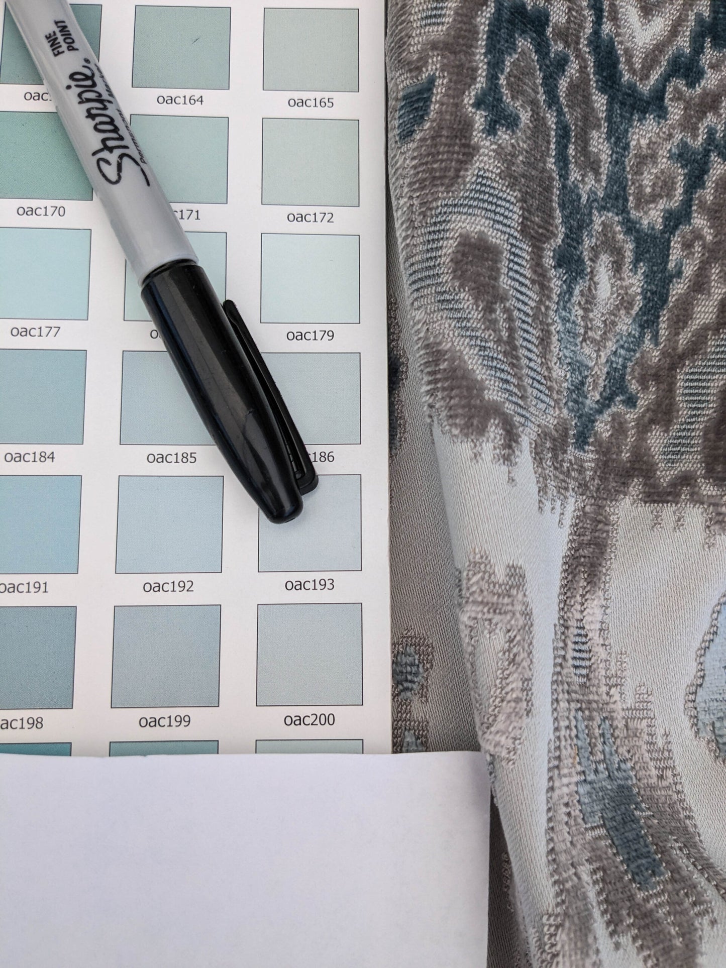 Scalamandre  Tai Lao Mist Blue Brown Velvet Ikat Paisley Viscose Cotton MSRP USD 532/y