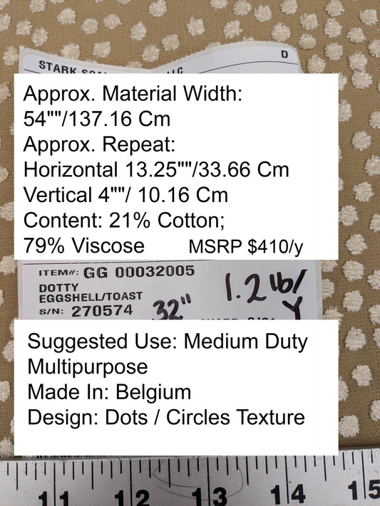 Scalamandre Dotty Eggshell Toast Brown White Chenille Jacquard Heavy Dots Circles Animal Skin MSRP USD 410/y