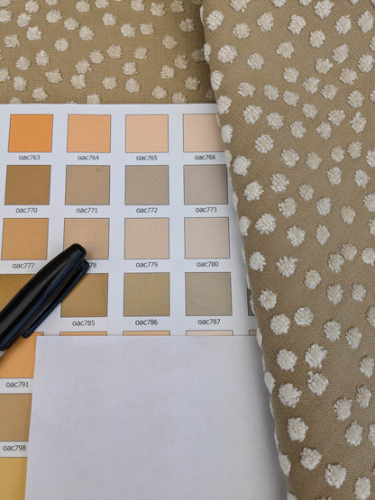 Scalamandre Dotty Eggshell Toast Brown White Chenille Jacquard Heavy Dots Circles Animal Skin MSRP USD 410/y