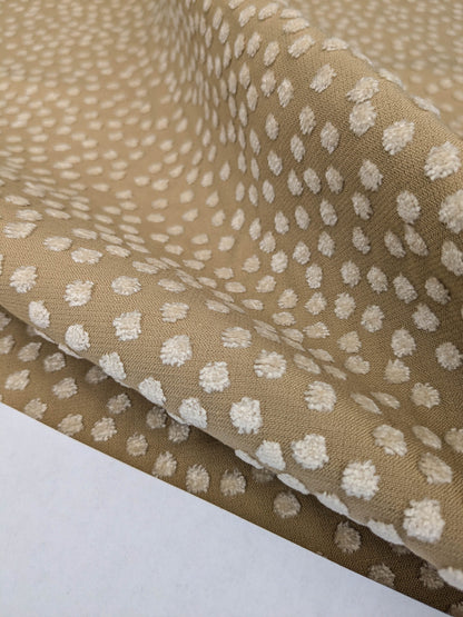 Scalamandre Dotty Eggshell Toast Brown White Chenille Jacquard Heavy Dots Circles Animal Skin MSRP USD 410/y