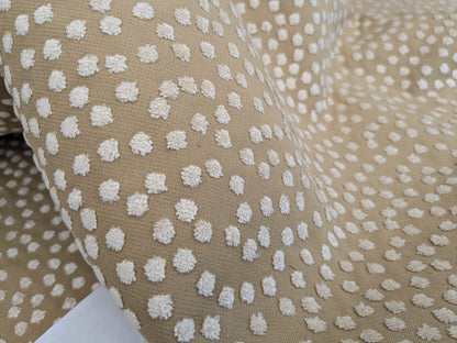 Scalamandre Dotty Eggshell Toast Brown White Chenille Jacquard Heavy Dots Circles Animal Skin MSRP USD 410/y