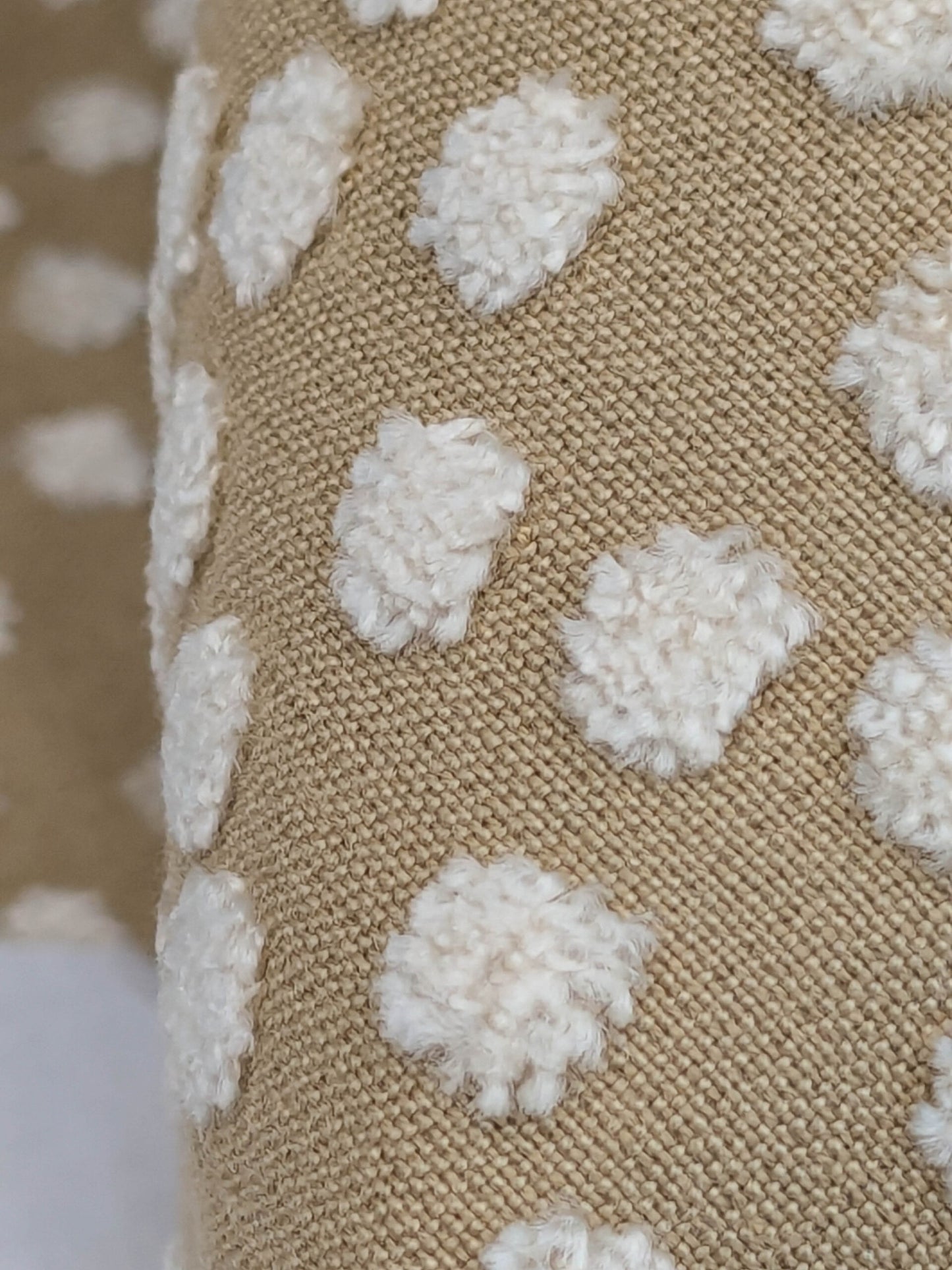 Scalamandre Dotty Eggshell Toast Brown White Chenille Jacquard Heavy Dots Circles Animal Skin MSRP USD 410/y