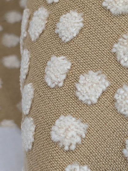 Scalamandre Dotty Eggshell Toast Brown White Chenille Jacquard Heavy Dots Circles Animal Skin MSRP USD 410/y