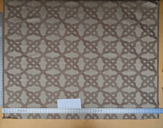 Scalamandre Alexander Rosewood Pink Beige Diamond Woven Cotton Linen Blend Knots Lattice from Belle Jardin  MSRP USD 428/y