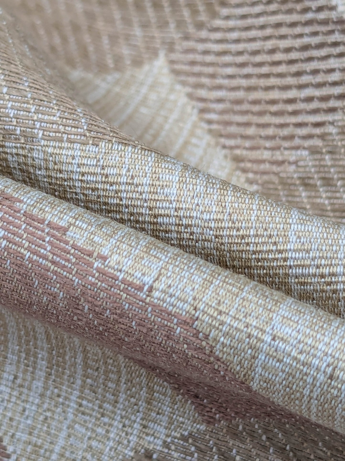 Scalamandre Alexander Rosewood Pink Beige Diamond Woven Cotton Linen Blend Knots Lattice from Belle Jardin  MSRP USD 428/y