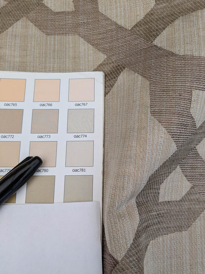 Scalamandre Alexander Rosewood Pink Beige Diamond Woven Cotton Linen Blend Knots Lattice from Belle Jardin  MSRP USD 428/y