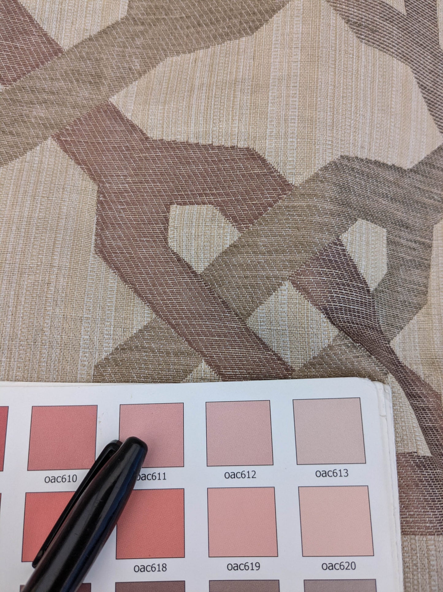 Scalamandre Alexander Rosewood Pink Beige Diamond Woven Cotton Linen Blend Knots Lattice from Belle Jardin  MSRP USD 428/y