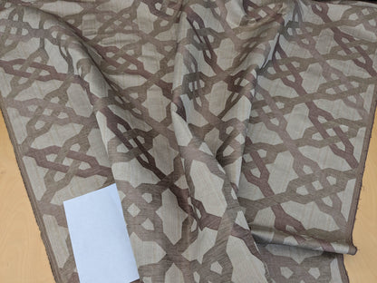 Scalamandre Alexander Rosewood Pink Beige Diamond Woven Cotton Linen Blend Knots Lattice from Belle Jardin  MSRP USD 428/y