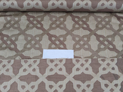 Scalamandre Alexander Rosewood Pink Beige Diamond Woven Cotton Linen Blend Knots Lattice from Belle Jardin  MSRP USD 428/y