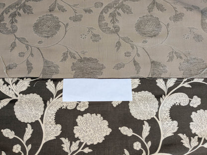 Scalamandre Bombay Lace Ivory on Bitter Chocolate Brown Silver White Botanical Foliage Large Pattern