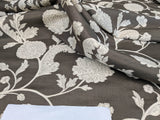 Scalamandre Bombay Lace Ivory on Bitter Chocolate Brown Silver White Botanical Foliage Large Pattern