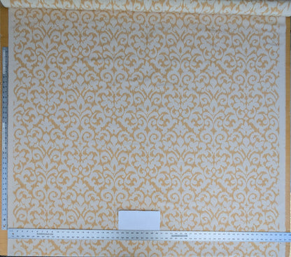 Scalamandre Swirl Yellow White Scroll Damask Ikat Linen Silk Refreshing MSRP USD 372/y