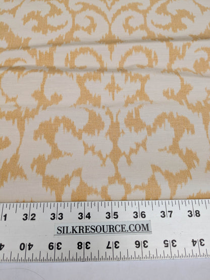 Scalamandre Swirl Yellow White Scroll Damask Ikat Linen Silk Refreshing MSRP USD 372/y