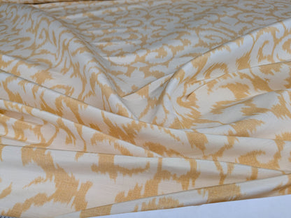 Scalamandre Swirl Yellow White Scroll Damask Ikat Linen Silk Refreshing MSRP USD 372/y