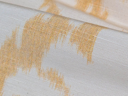 Scalamandre Swirl Yellow White Scroll Damask Ikat Linen Silk Refreshing MSRP USD 372/y