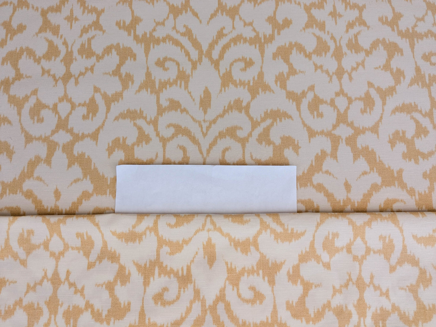 Scalamandre Swirl Yellow White Scroll Damask Ikat Linen Silk Refreshing MSRP USD 372/y
