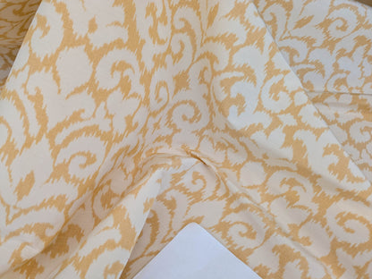 Scalamandre Swirl Yellow White Scroll Damask Ikat Linen Silk Refreshing MSRP USD 372/y
