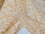 Scalamandre Swirl Yellow White Scroll Damask Ikat Linen Silk Refreshing MSRP USD 372/y