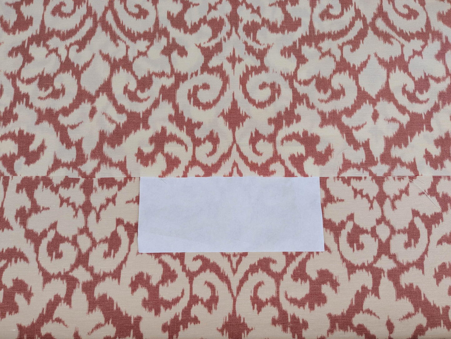 Scalamandre Swirl Red White Scroll Damask Ikat Linen Silk MSRP USD 372/y
