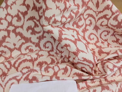 Scalamandre Swirl Red White Scroll Damask Ikat Linen Silk MSRP USD 372/y