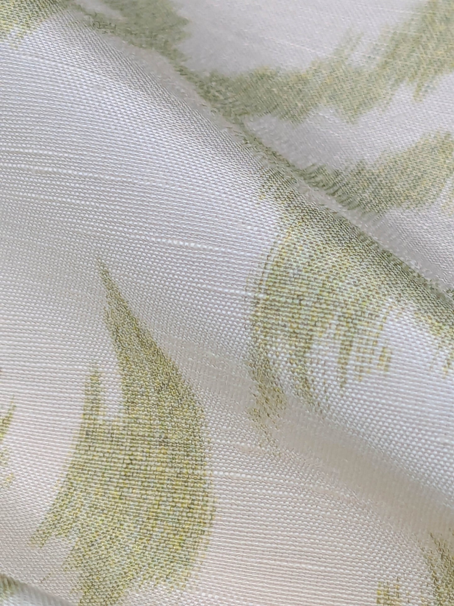 Scalamandre Swirl Green White Scroll Damask Ikat Linen Silk MSRP USD 372/y
