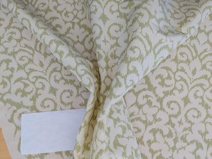 Scalamandre Swirl Green White Scroll Damask Ikat Linen Silk MSRP USD 372/y