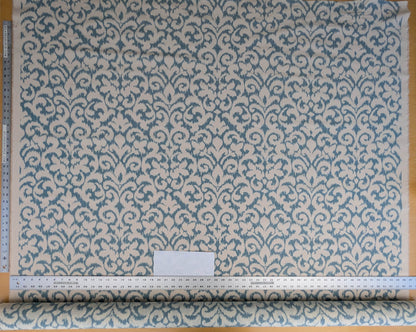 Scalamandre Swirl Blue White Scroll Damask Ikat Linen Silk MSRP USD 372/y