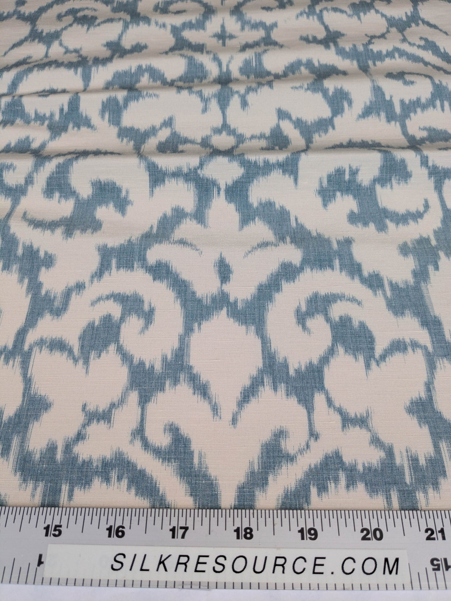 Scalamandre Swirl Blue White Scroll Damask Ikat Linen Silk MSRP USD 372/y