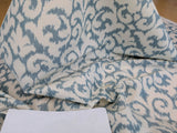Scalamandre Swirl Blue White Scroll Damask Ikat Linen Silk MSRP USD 372/y
