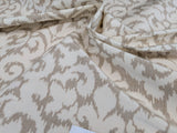 Scalamandre Swirl Beige  White Scroll Damask Ikat Linen Silk MSRP USD 372/y